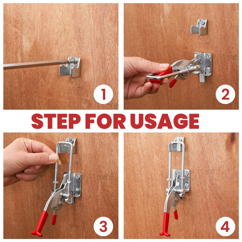 Instructions for installing 8 Pack Heavy Duty Toggle Clamp Latches 431 Type Up To 2000 Lbs Holding Capacity, Adjustable U Bolt Self Lock Design.