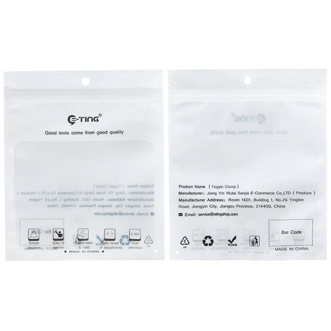 Four Pack 201B Toggle Clamp Set packaging showing branding and product details.