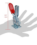 Heavy Duty Four Pack Quick Release Toggle Clamp Set With Rubber Pressure Tip 198 Lb Holding Capacity For Woodworking Jigs And Fixtures Made From Cold Rolled Steel Zinc Plated For Corrosion Resistance ETING GH 225 D shown against hand for size comparison