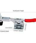 Heavy Duty 12 Pack 201B Toggle Clamps For Woodworking, Quick Release Horizontal Hand Tool Clamps with measurements