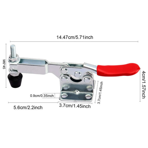 Heavy Duty 12 Pack 201B Toggle Clamps For Woodworking, Quick Release Horizontal Hand Tool Clamps with measurements