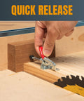 Quick release action of Six Pack Toggle Clamp Set With 100 Lb Holding Power, push pull quick release clamps in woodworking setup.