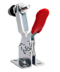 Heavy Duty 12 Pack 201B Toggle Clamps For Woodworking, Quick Release Horizontal Hand Tool Clamp, red antislip handle close-up.