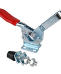 Heavy Duty Four Pack Quick Release Toggle Clamp Set With Rubber Pressure Tip 198 Lb Holding Capacity For Woodworking Jigs And Fixtures Made From Cold Rolled Steel Zinc Plated For Corrosion Resistance ETING GH 225 D, single clamp with red handle