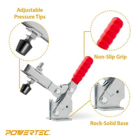 2 Pack Toggle Clamps 500 Lb Vertical Quick Release 12130 With Rubber Tip For Woodworking Jigs Fixtures Welding Drill product details