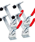 4 Piece Horizontal Toggle Clamp Set With Quick Release, 198 Lbs Holding Capacity, Upgraded 201B Long 201BL Model, Anti Slip Red Vinyl Grips