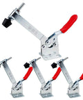 4 Piece Horizontal Toggle Clamp Set With Quick Release, 198 Lbs Holding Capacity, Anti Slip Red Vinyl Grips, carbon steel