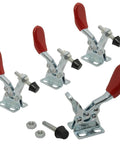 4 Piece Toggle Clamp Set 60 Lbs Holding Capacity 27 Kg 201A Horizontal Quick Release Antislip Hand Tools XRPAOWA Silver Red