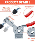 Product details of 8 Pack Toggle Clamps With 500 Lb Holding Capacity And 225D Quick Release, highlighting key features and materials.