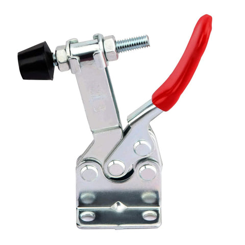 Heavy Duty 12 Pack 201B Toggle Clamps For Woodworking, showing galvanized iron clamp with red antislip handle, quick release mechanism.