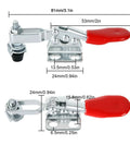 16 Pack Toggle Clamps Set For Woodworking And DIY Projects, 60 Lb Holding Capacity, Small Clamps with dimensions and red handle