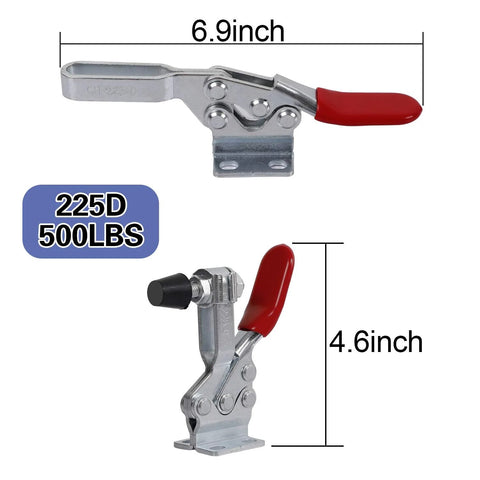 Heavy Duty Toggle Clamps 6 Pack 225D With 500Lbs Holding Capacity Quick Release Horizontal Latch Clamps dimensions image
