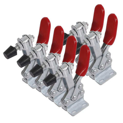 Heavy Duty Toggle Clamps 6 Pack 225D With 500Lbs Holding Capacity, red handles, zinc-coated carbon steel for woodworking and welding jigs
