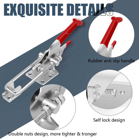 Heavy Duty Toggle Latch Clamp Set With 2000 Lbs Holding Capacity, adjustable latch lock, rubber handle, self-locking mechanism