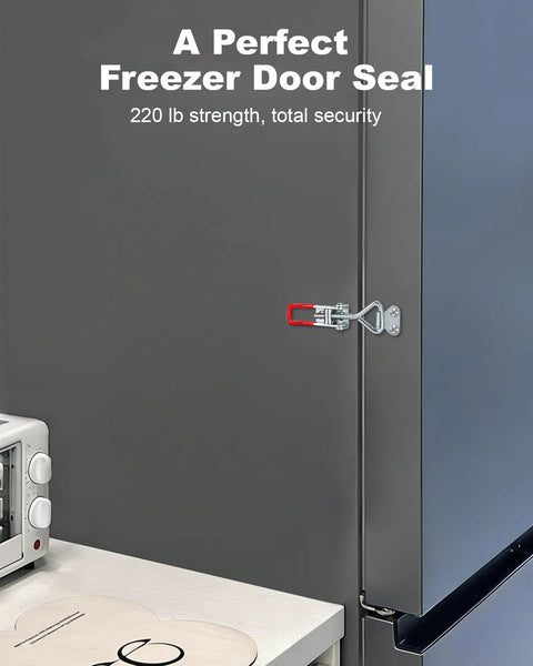2 Pack Adjustable Toggle Latch Clamp 4001 Quick Release Clamp With 220lbs Capacity installed on freezer door
