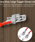 Heavy Duty Toggle Latch Clamp Set With 2000 Lbs Holding Capacity installed on a wooden surface with red handle