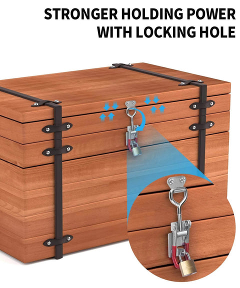 Heavy Duty Toggle Latch Clamp 4002 Adjustable Lock Hole 550 Lbs for Smoker Lid Jig and Tool Box Case 4 Pack Screws on wooden box