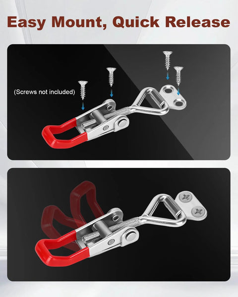 2 Pack Adjustable Toggle Latch Clamp 4001 Quick Release Clamp with 220lbs Capacity, screws not included, steel construction