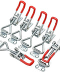 10 Pack Adjustable Toggle Latch Clamp 150Kg Capacity Heavy Duty Quick Release Pull Clamp Buckle 4001 set with red handles.