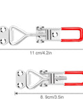 Six Pack Adjustable Toggle Latch Clamps Provide Secure Quick Release Holding Up To 330 Lbs, zinc coated with red vinyl grips.