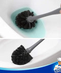 Space Saving Toilet Plunger And Bowl Brush Combo In Gray with durable two compartment holder in use for bathroom cleaning by MR Siga