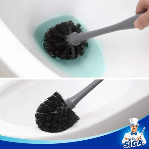 Space Saving Toilet Plunger And Bowl Brush Combo In Gray with durable two compartment holder in use for bathroom cleaning by MR Siga