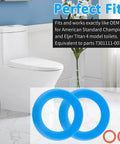 Silicone Toilet Flush Valve Seal Kit 3 Pack For Champion 4 And Eljer Titan 4 Replacement O Rings shown with toilet