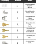 Image of Universal Dispenser Key Set showing various keys with compatibility details for different dispenser models.