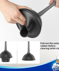 Hand using Space Saving Toilet Plunger from Gray Combo Set for Easy Bathroom Cleaning by MR Siga