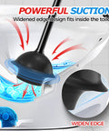 Powerful Toilet Plunger With Holder And Cover For Bathroom Use demonstrating suction with double layer seal in toilet bowl.