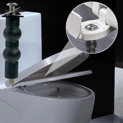 Toilet Seat Bolts And Screws Kit, 4 Pieces showing installation with expanded rubber nut anchors, extra-long stainless steel fasteners.