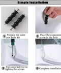 Installation steps for Toilet Seat Bolts And Screws Kit, 4 Pieces, showing bolts, inserting expanded rubber nut anchors, securing seat.