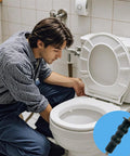 Person installing Toilet Seat Bolts And Screws Kit, 4 Pieces, Extra Long Stainless Steel Fasteners with rubber nut anchors.
