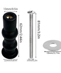 Toilet Seat Bolts And Screws Kit, 4 Pieces, extra-long stainless steel fasteners and rubber nut anchors with dimensions shown