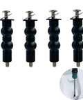 Toilet Seat Bolts And Screws Kit, 4 Pieces, Extra Long Stainless Steel Fasteners With Expanded Rubber Nut Anchors, black and silver color