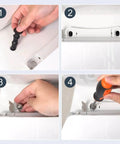 Top Mount Toilet Seat Hardware Kit for Skirted Toilets Easy Install Nut and Bolt Set assembly process with expandable rubber plug.