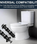 Top Mount Toilet Seat Hardware Kit For Skirted Toilets Easy Install Nut And Bolt Set With Expandable Rubber Plug For Tight Fit Durable Stainless Steel Bolts Compatible With TOTO THU651N Pack Of 2 shown with toilet close-up view