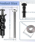 Universal Toilet Seat Screws Replacement Kit showing stainless steel bolt and expanding rubber nut with size dimensions