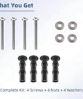 Universal Toilet Seat Screws Replacement Kit For Top Mount Seats With No Fuss Easy Install Expanding Rubber Bolts And Stainless Steel Hardware Fits Toto Kohler American Standard And Most Brands 4 Pack, includes 4 screws, 4 rubber nuts, 4 washers.