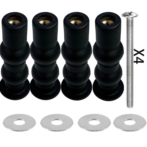 Toilet Seat Bolts And Screws Kit, 4 Pieces, featuring stainless steel fasteners with expanded rubber nut anchors and washers