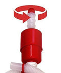 Close-up of Tolco 160116 Value Siphon Drum Pump Individual Box, 49.25" Height, 43.75" Width, Red/White showing top rotating mechanism.