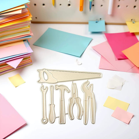 Versatile Die Cut Set For DIY Card Making And Scrapbooking With Intricate Metal Cutting Dies Embossing Stencils And Templates For Congratulations Birthday Wedding Decor Cards, metal tool dies on desk with papers