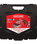 102-Piece Home And Auto Tool Kit With Low Profile 72-Tooth Ratchet And Five Degree Swing in durable blow mold case.