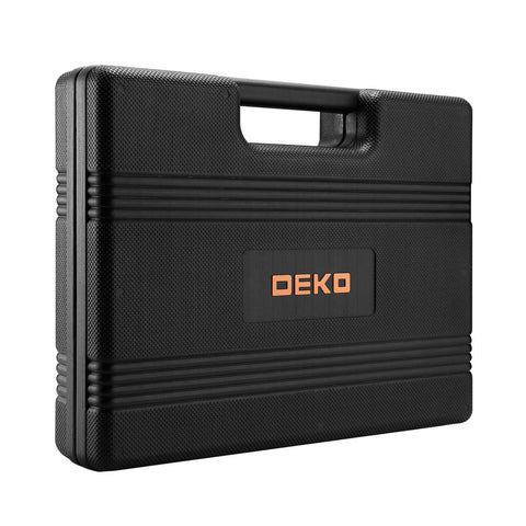 Portable storage case for 65 Piece General Household Tool Set With Durable Chrome Finish Hand Tools In Portable Blow Molded Storage Case For Home DIY Projects Anti Corrosion Steel Meets ANSI Standards.