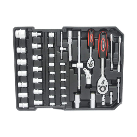 Socket set from All In One Roll Bar Box Kit With 899 Precision Tools For Home And Auto Repairs Including Emergency Car Fixes Plus Water Electrical And Woodworking Essentials For Gardeners Homeowners And Handymen On The Go Silver