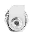 Front view of replacement 5/8 inch toolbox lock cylinder for lift up latch truck tool boxes, chrome zinc finish