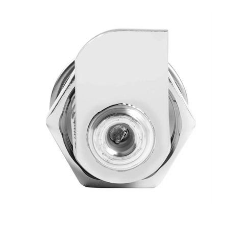 Front view of replacement 5/8 inch toolbox lock cylinder for lift up latch truck tool boxes, chrome zinc finish