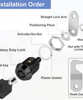 Installation guide for durable toolbox lock with keyed-alike set, tubular and hook cam design for cabinets, zinc alloy body