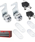 Durable 5/8 inch tubular cam toolbox locks with two keys, zinc alloy chrome finish, rustproof and waterproof, set of two packs with keys