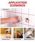 Application scenarios showing daily repair, woodworking, daily cutting, measuring distance with 15-Piece Household Tool Kit.